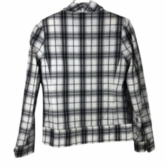 NWT WESC Black & White Long Sleeves Plaid Pattern Bomber Jacket Size Small - Picture 6 of 11